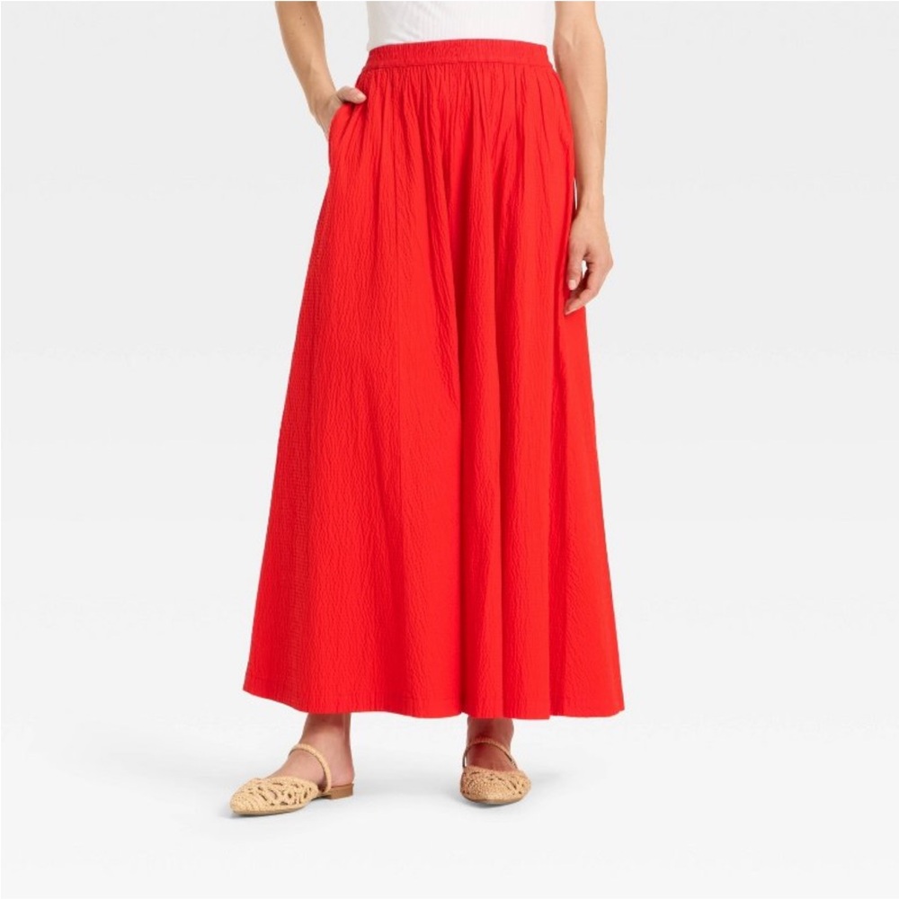 Women's Maxi Picnic A-Line Skirt - A New Day™ Red M new 🆕 - Picture 3 of 7